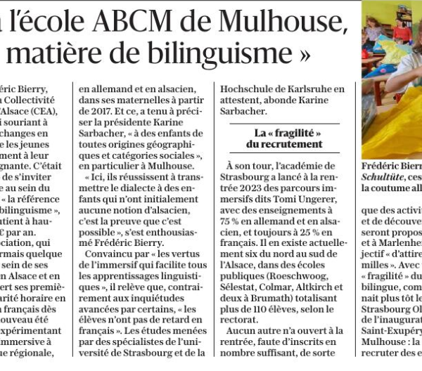 Frédéric Bierry à l'école ABCM de Mulhouse